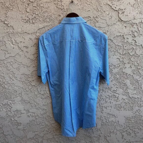 Peter Millar Gingham Check Short Sleeve Button Down Shirt Size Mens Medium - Picture 2 of 2